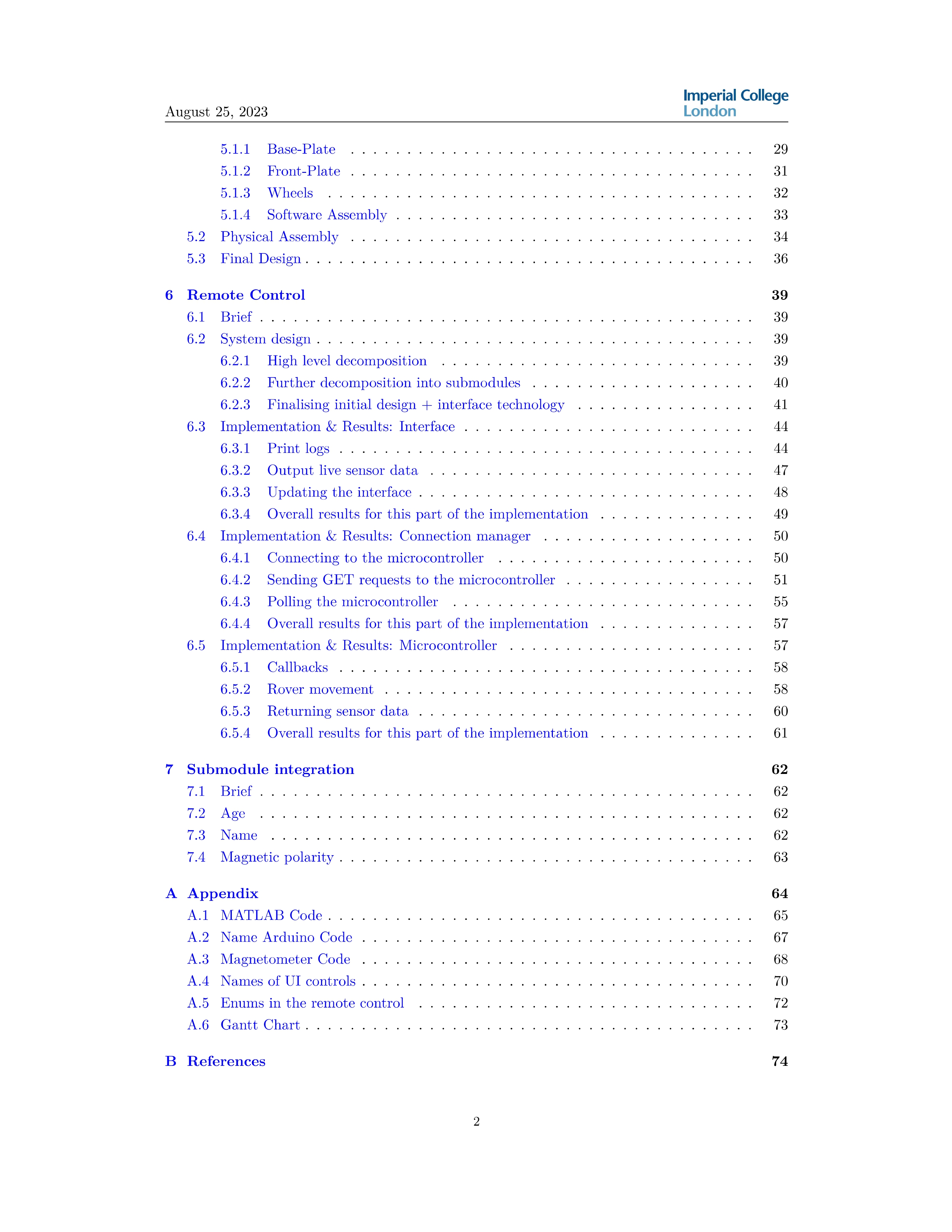 Project report T.O.C. page 2